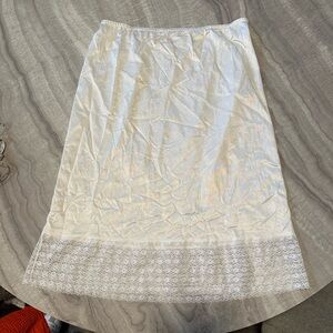 White lace midi slip skirt with lace trim, vintage lingerie size M